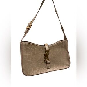 YSL faux reptile skin leather Y2K style Elegant Tan Shoulder Bag
